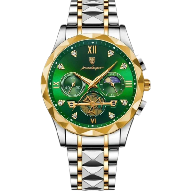 Poedagar (996) Stainless Steel Chronograph Luminous Quartz Watch For Men - Toton Green Color