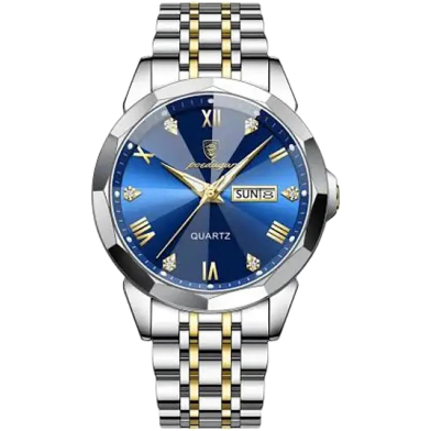 Poedagar 810 Diamond Cart Stainless Steel Luminous Quartz Men Watch