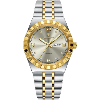 POEDAGAR 872 Luminous Stainless Watch- Silver Gold And Gray