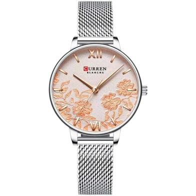 Curren Quartz Watch With Stainless Steel Strap for Women - 9065