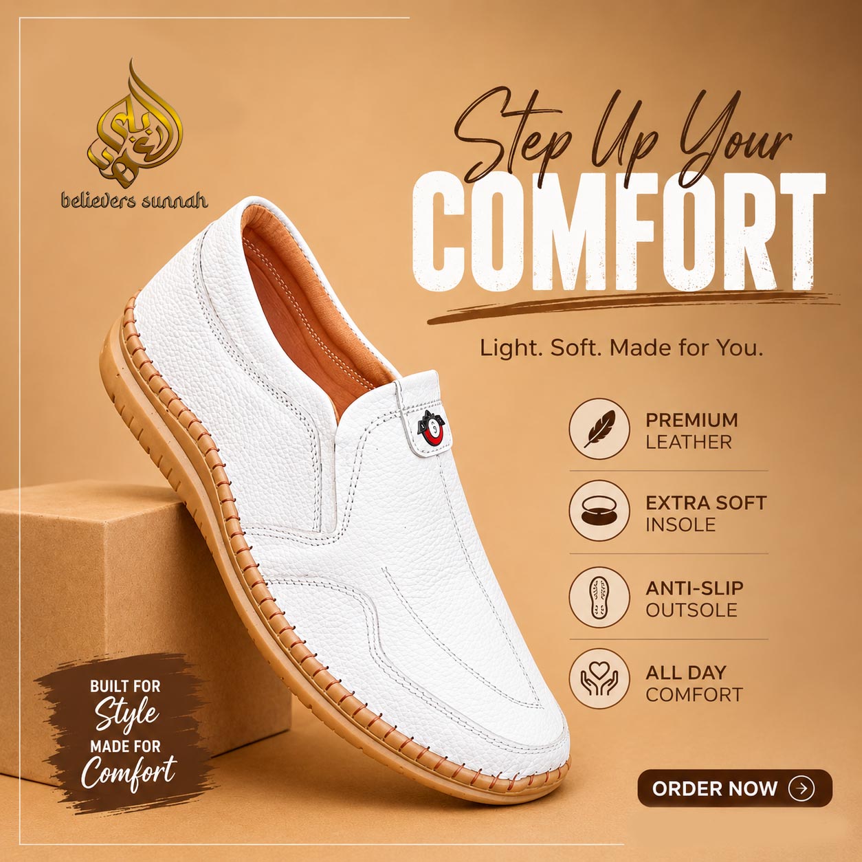 100% Pure Leather. Ultra Soft. Feel the Premium Comfort.- = White Color - Product code- 2518